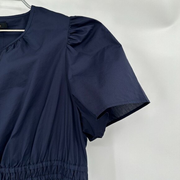 Quince Navy Blue Organic Cotton Tiered Maxi Dress sz S Women's Pockets Poplin - Picture 5 of 9